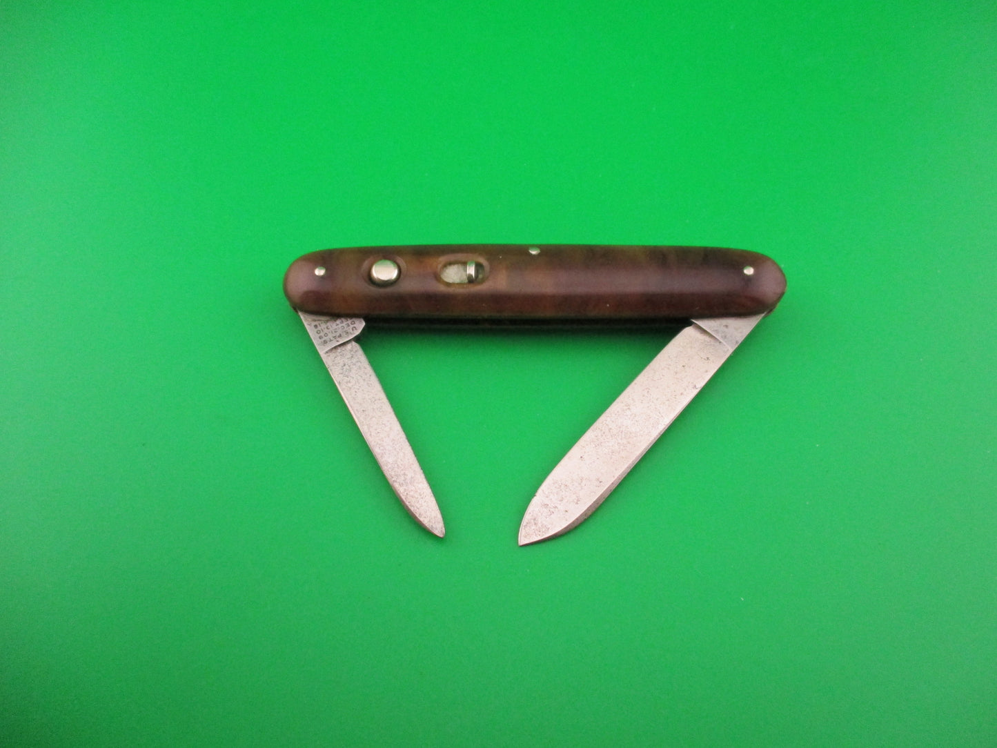 SCHRADE CUT CO Medium Double Caramel swirl celluloid double vintage switchblade