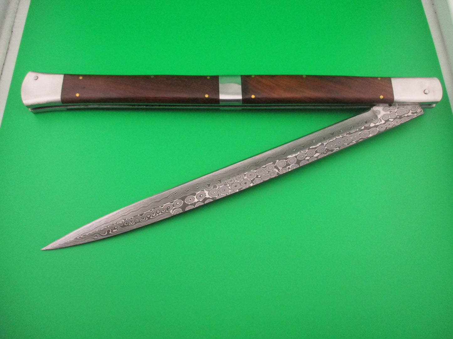 Large Custom 61cm (24 inch) Italian Prioletta HUGE Damascus & STAG Automatic knife