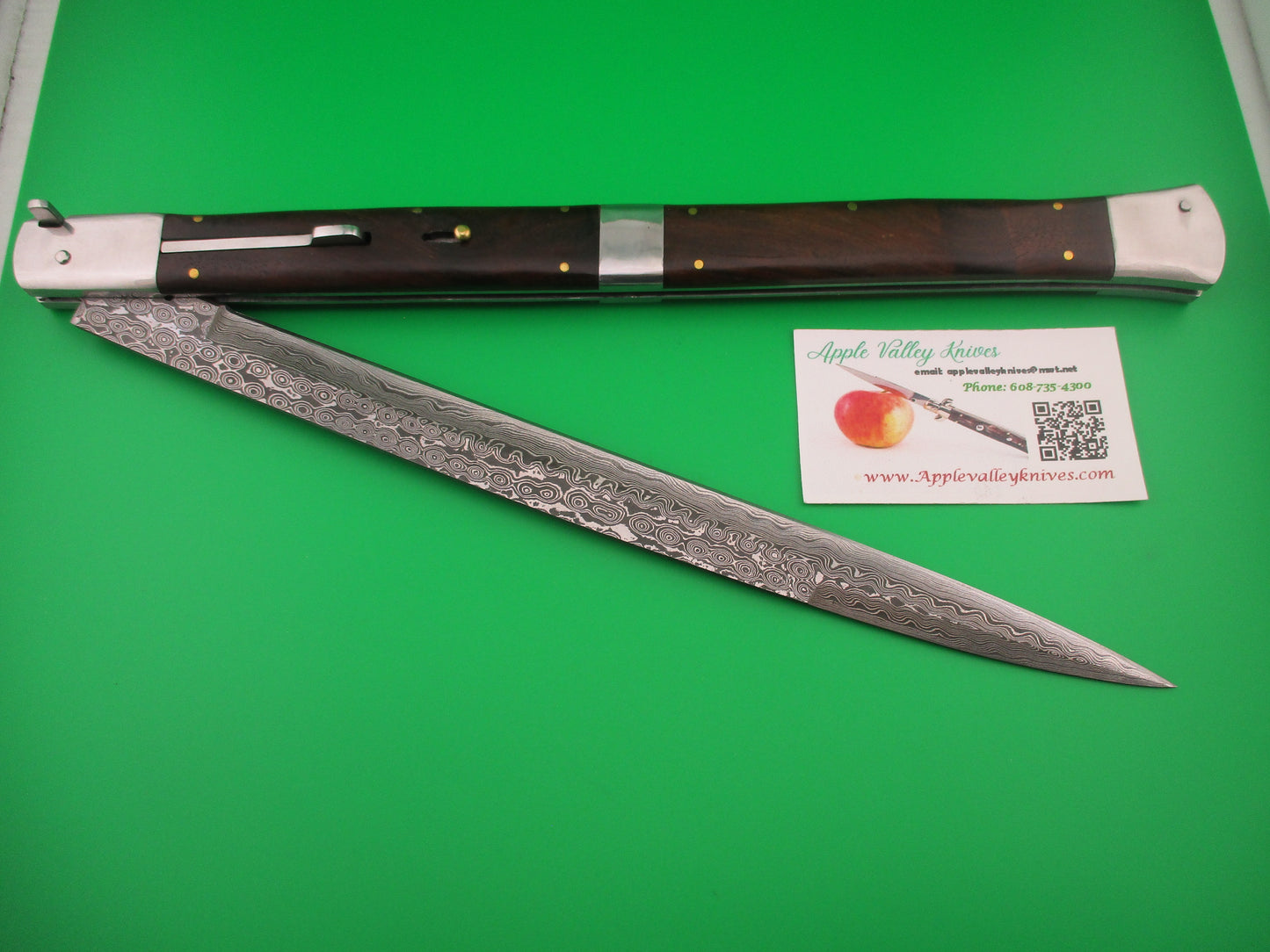 Large Custom 61cm (24 inch) Italian Prioletta HUGE Damascus & STAG Automatic knife