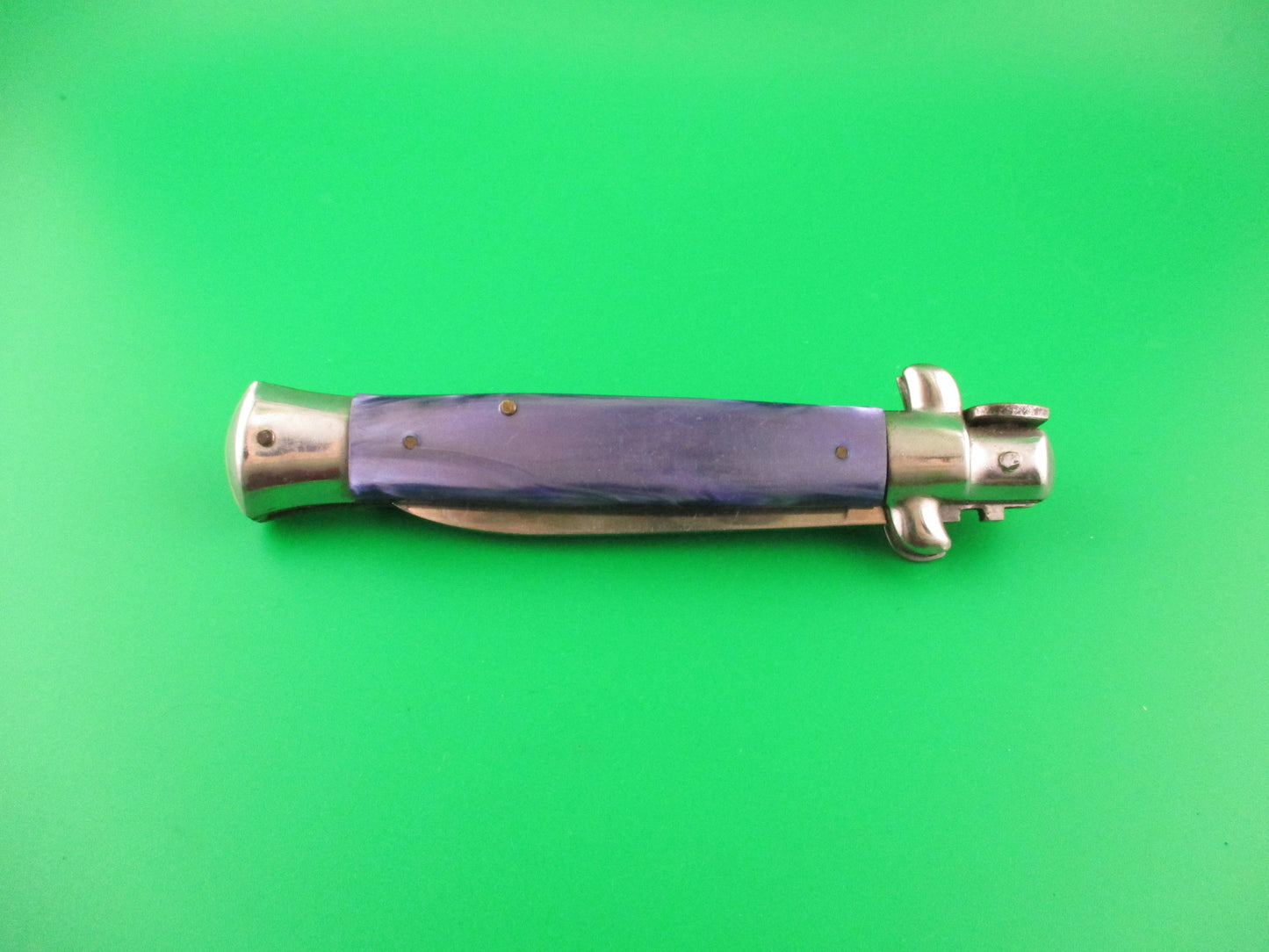 Rostfrei (slant) 21cm Italian Swivel bolster stiletto Purple Acrylic automatic knife