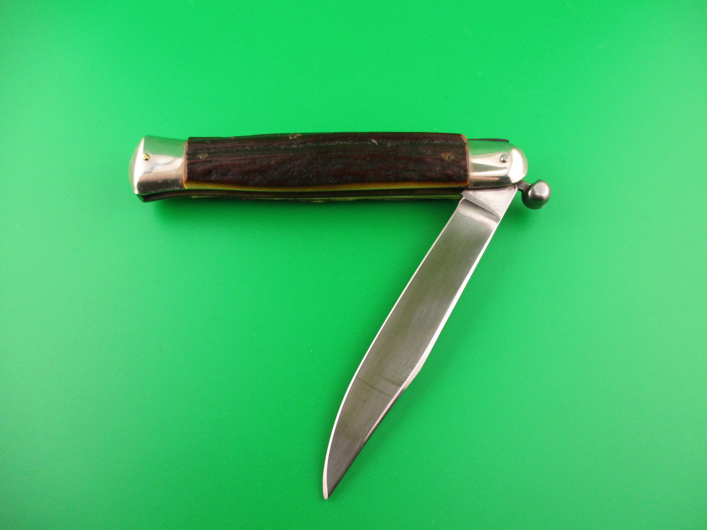 Rostfrei (slant) RAPID 25cm Italian Stag Knob manual Flip Open vintage knife