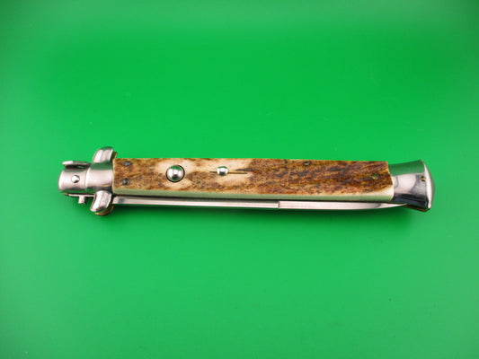FRANK B 33cm Italian Stiletto Stag swivel bolster automatic knife