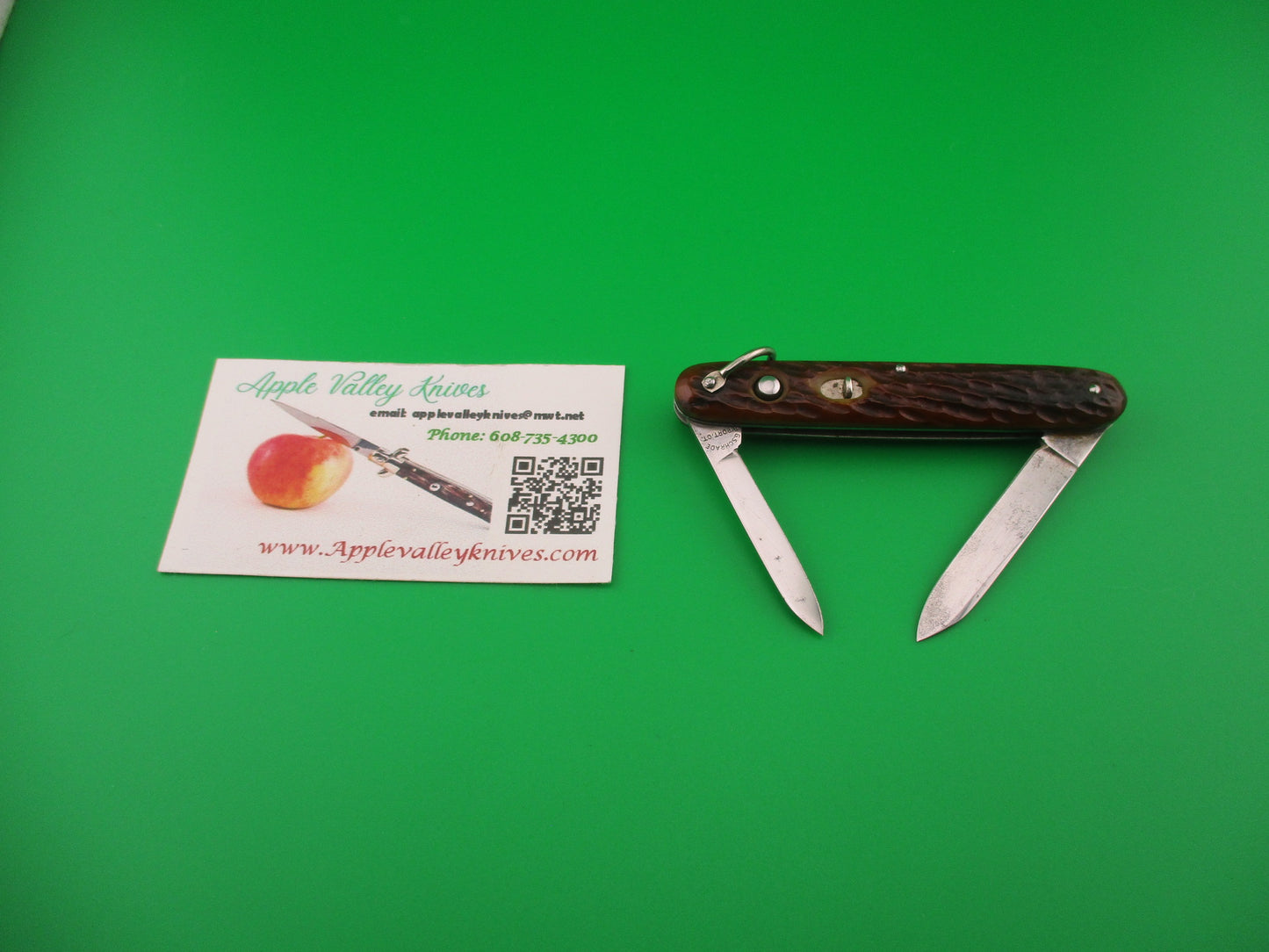 PRESTO Official Girl Scout double automatic knife Vintage early 1940s jigged bone