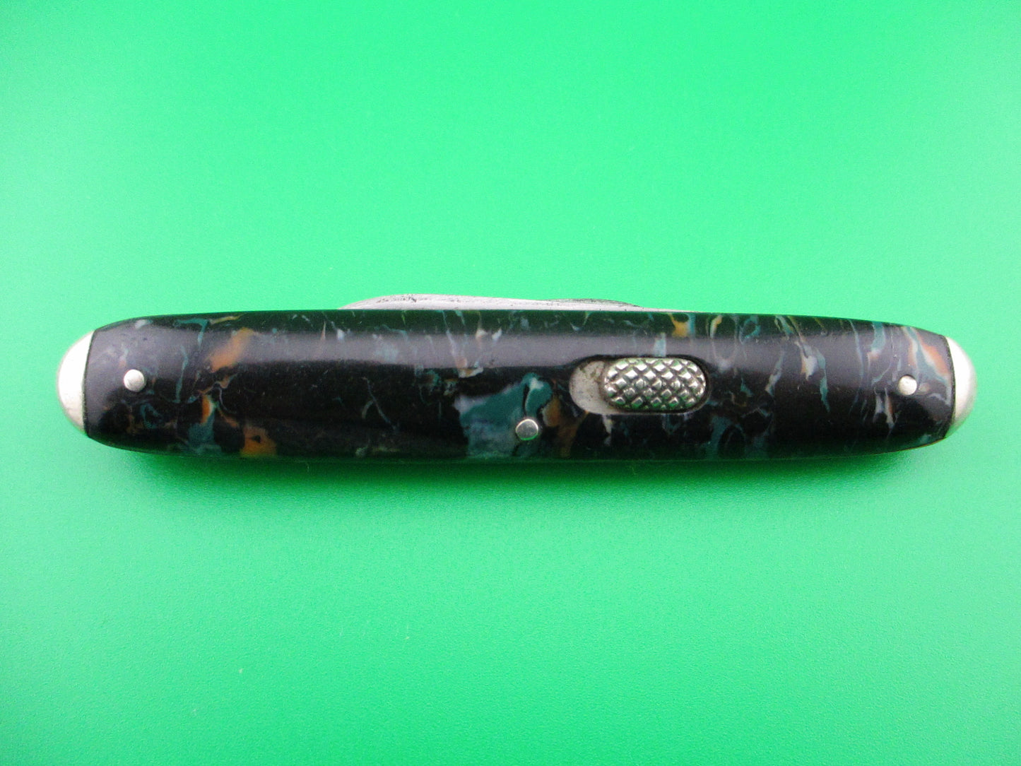 Flylock Double mottled celluloid scales with tip bolsters switchblade knife