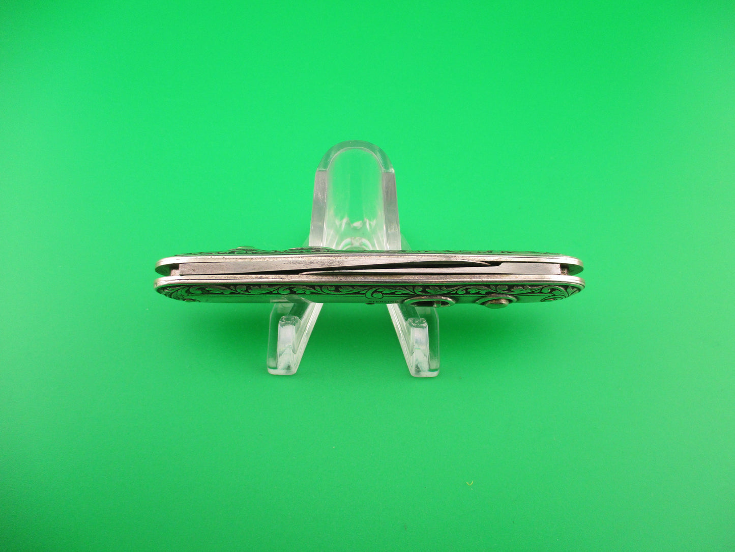 Schrade Cut Co 740SSD Medium double Sterling Silver Patriot Evening News automatic knife