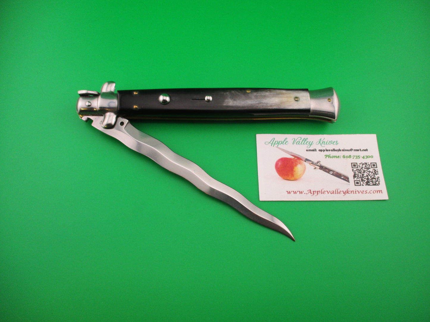 OSK MADE IN ITALY 33cm Italian KRIS swivel bolster Brazilian horn switchblade knife