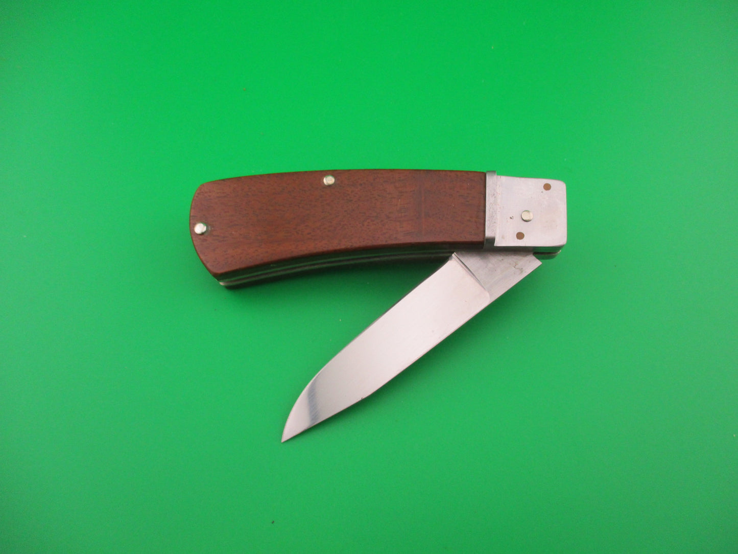 J W Custom 7 inch Lever Release Wood scaled hand made automatic knife