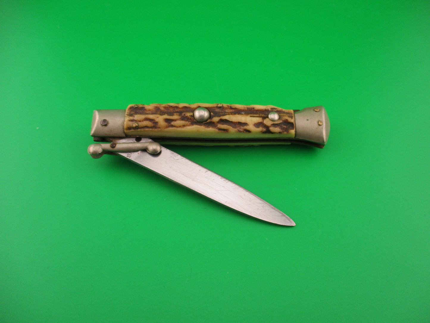 Rostfrei (slant) 20cm Italian Swing guard Stag Lockback Vintage automatic knife