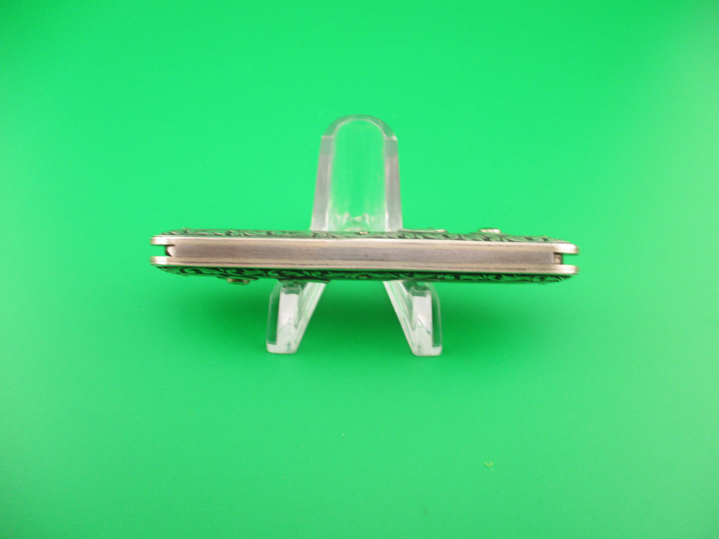 Schrade Cut Co 740SSD Medium double Sterling Silver Patriot Evening News automatic knife