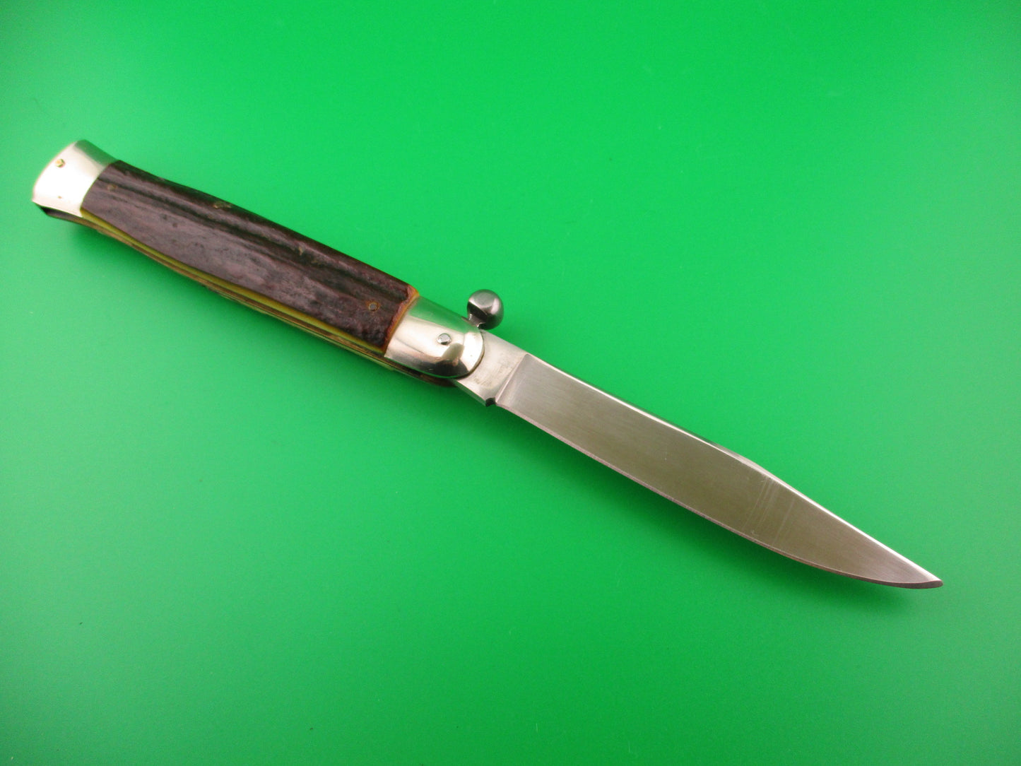 Rostfrei (slant) RAPID 25cm Italian Stag Knob manual Flip Open vintage knife