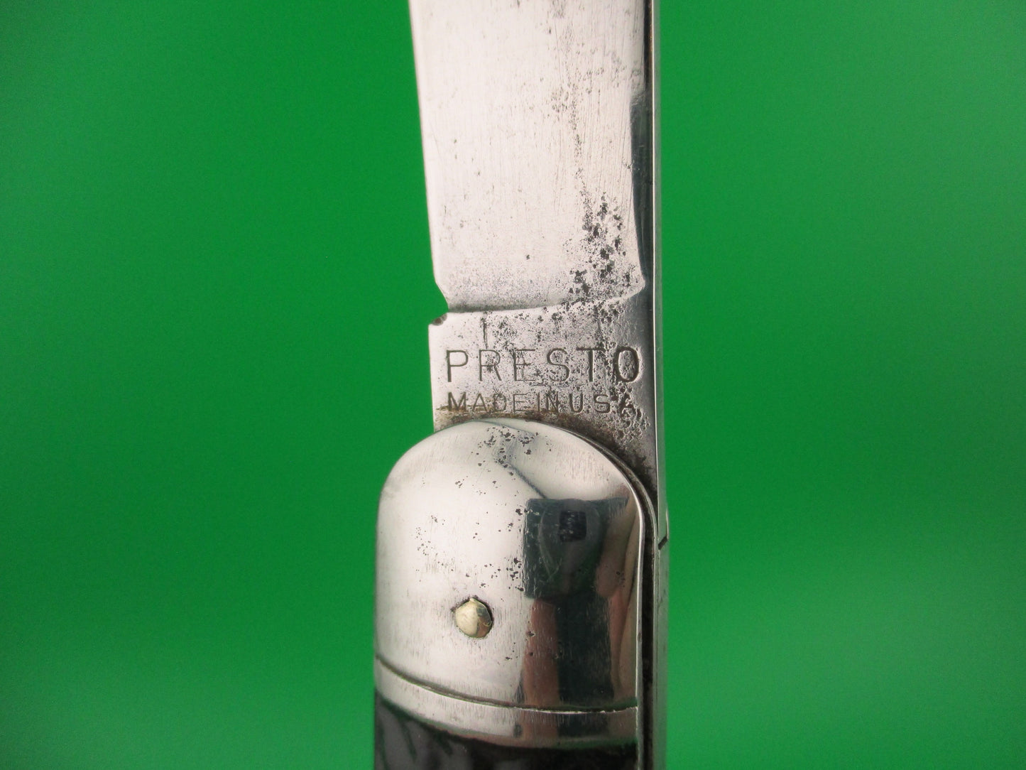Presto MADE IN USA Vintage Paratrooper style Hunter Metal switchblade w lanyard