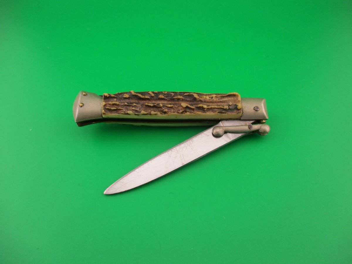 Rostfrei (slant) 20cm Italian Swing guard Stag Lockback Vintage automatic knife