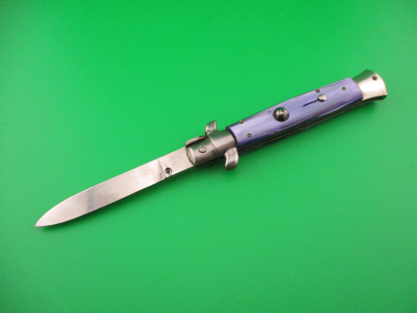 Rostfrei (slant) 21cm Italian Swivel bolster stiletto Purple Acrylic automatic knife
