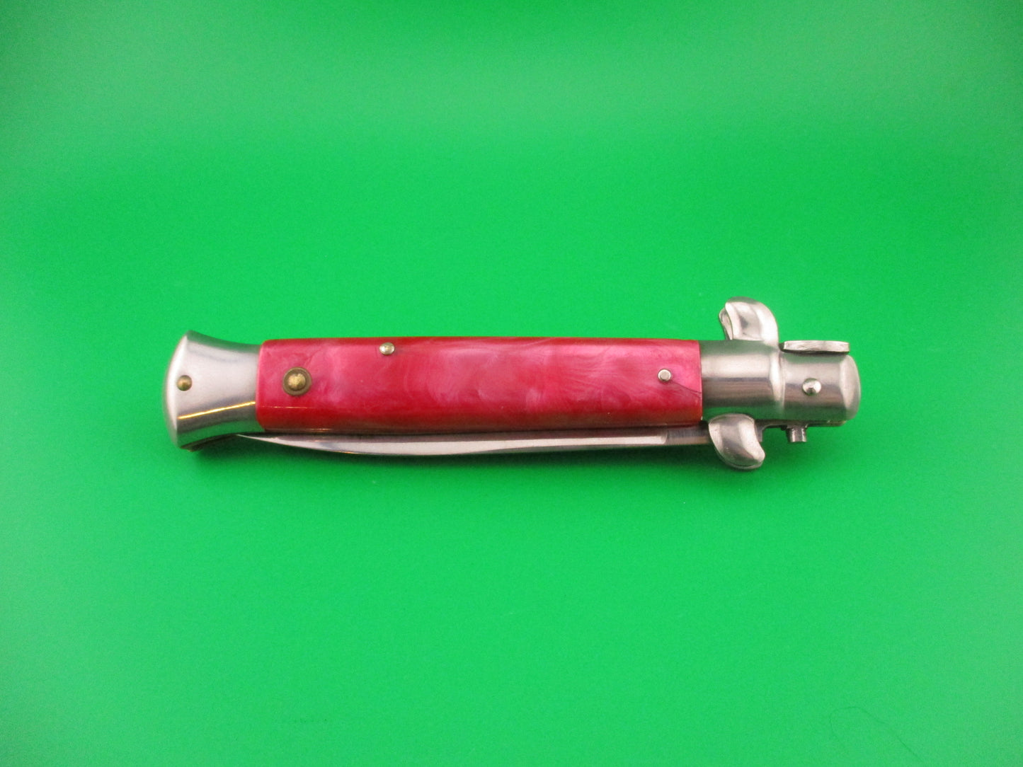 440 STAINLESS ROSTFREI 22cm Italian style Stiletto Red swirl automatic knife