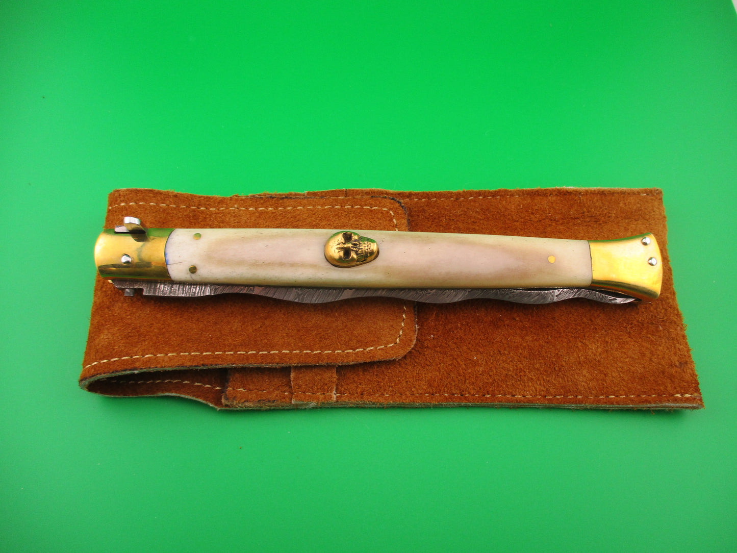 35cm Skull Button Wicked Stiletto Dagger Smooth bone Custom automatic knife