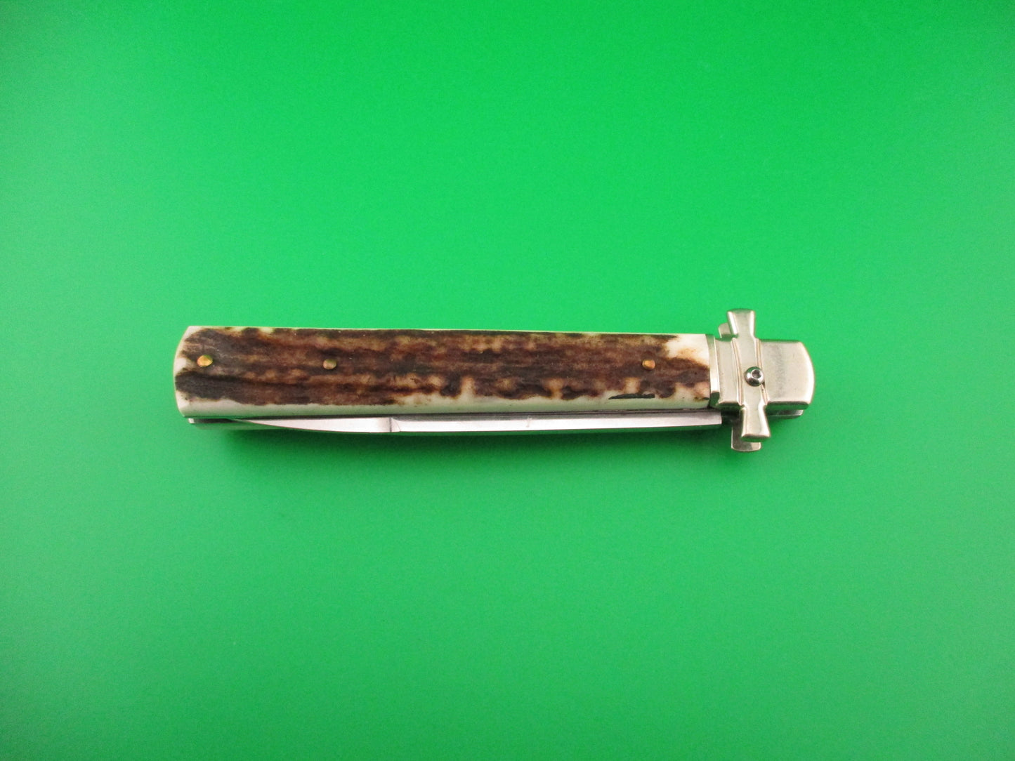 AGA CAMPOLIN Dominus 23cm Stag Lever automatic knife with Skull