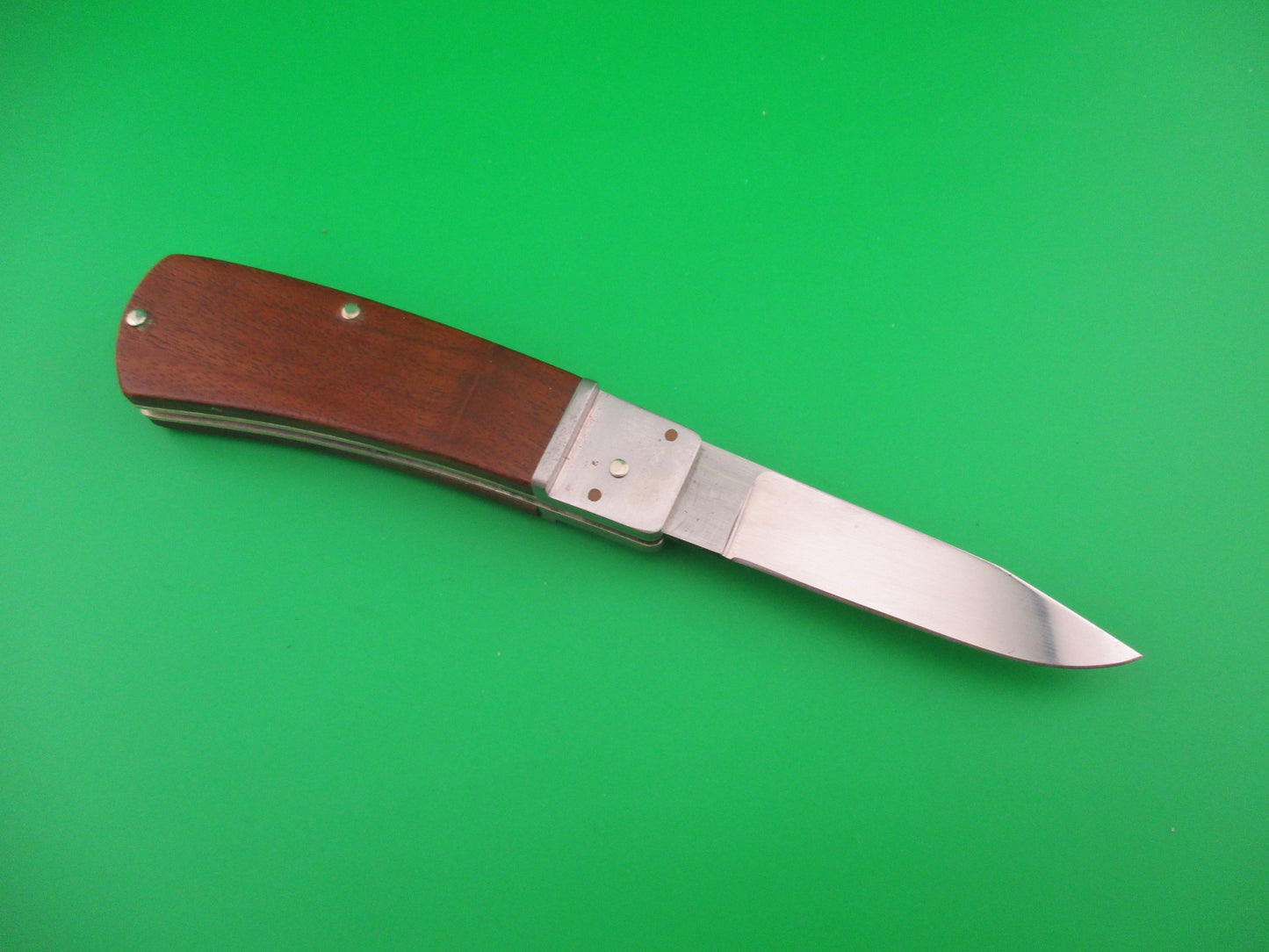 J W Custom 7 inch Lever Release Wood scaled hand made automatic knife