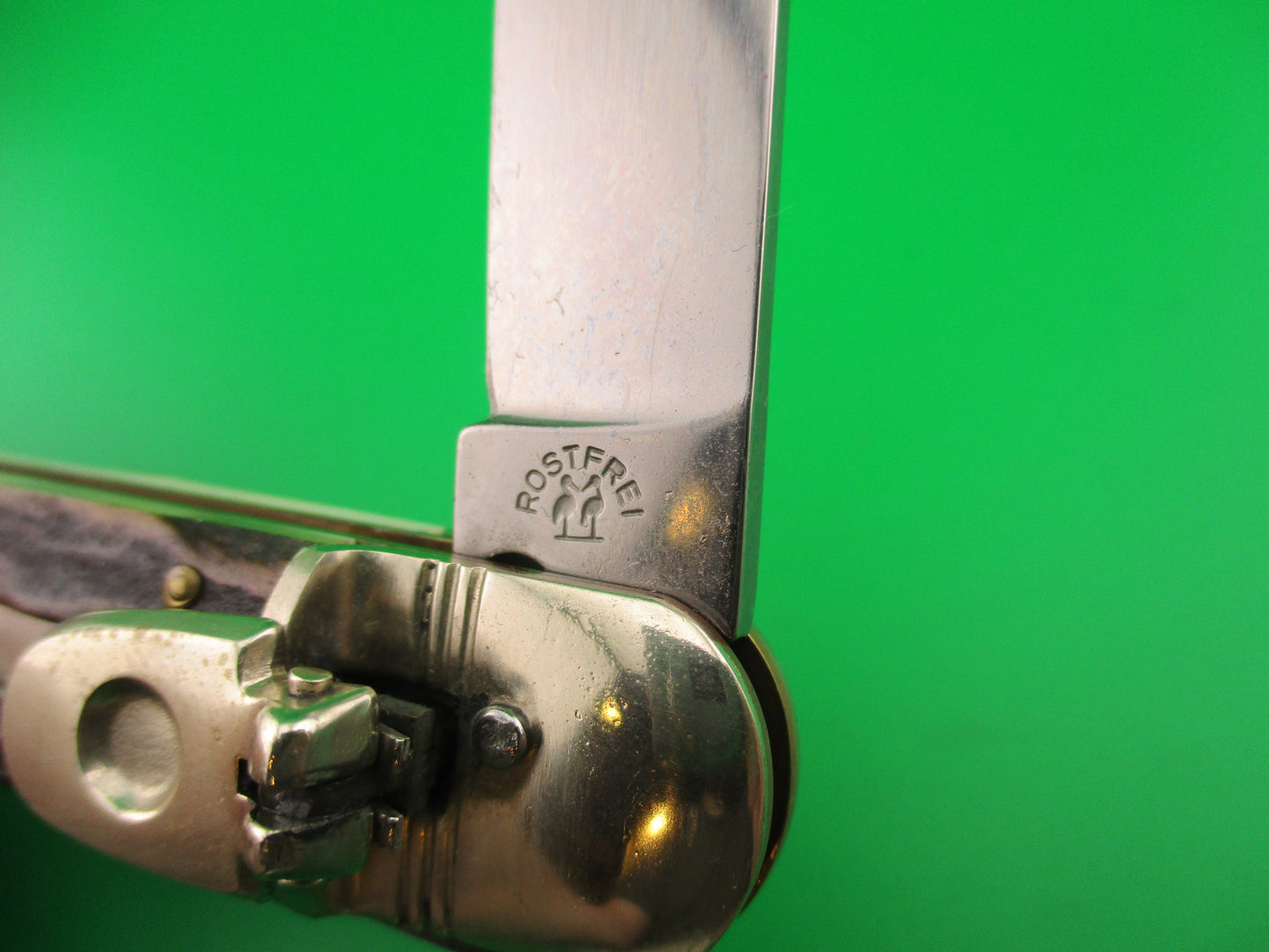 ROSTFREI KISSING CRANE 11cm German ROBT KLAAS Stag Lever automatic knife