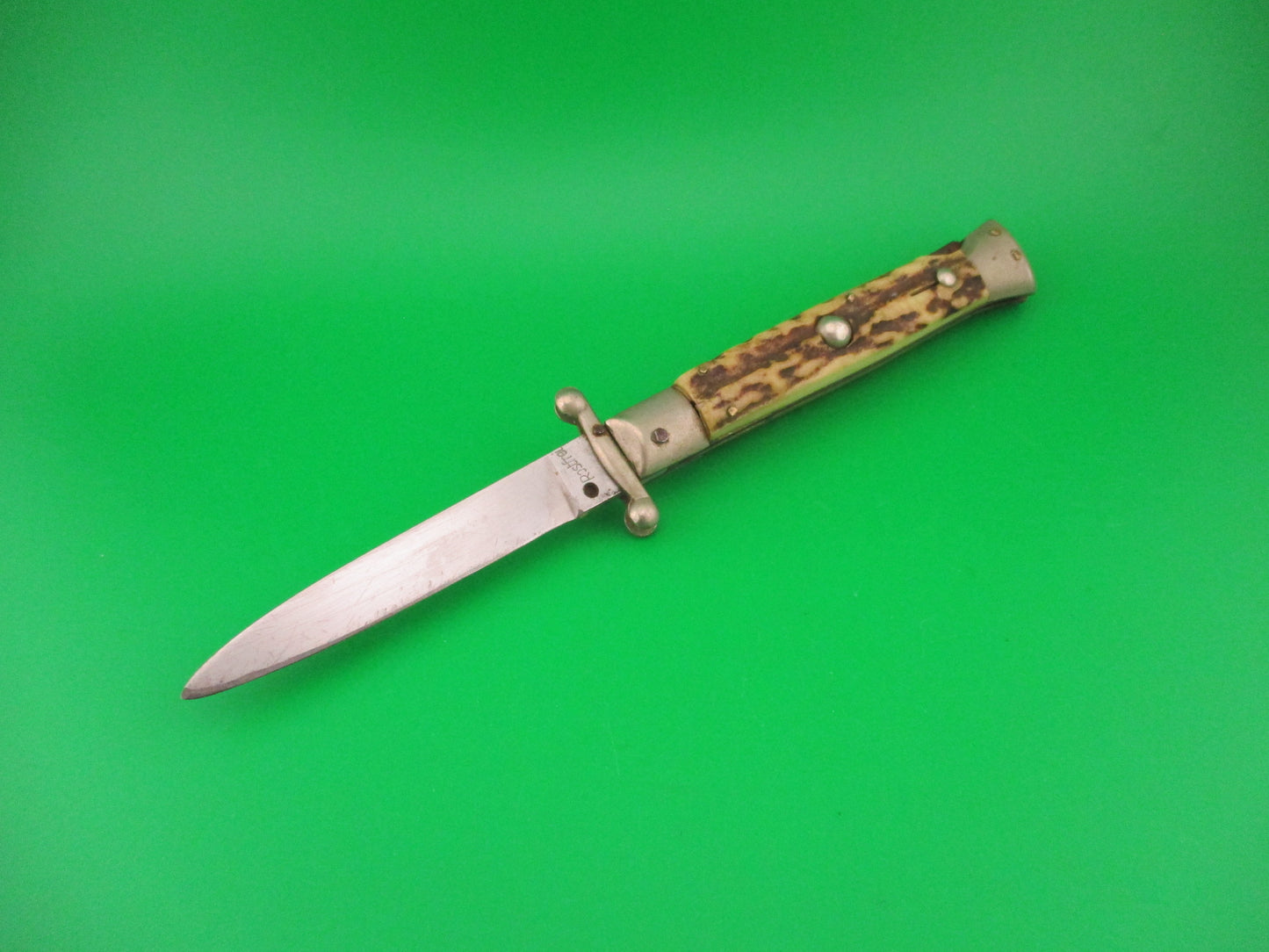 Rostfrei (slant) 20cm Italian Swing guard Stag Lockback Vintage automatic knife