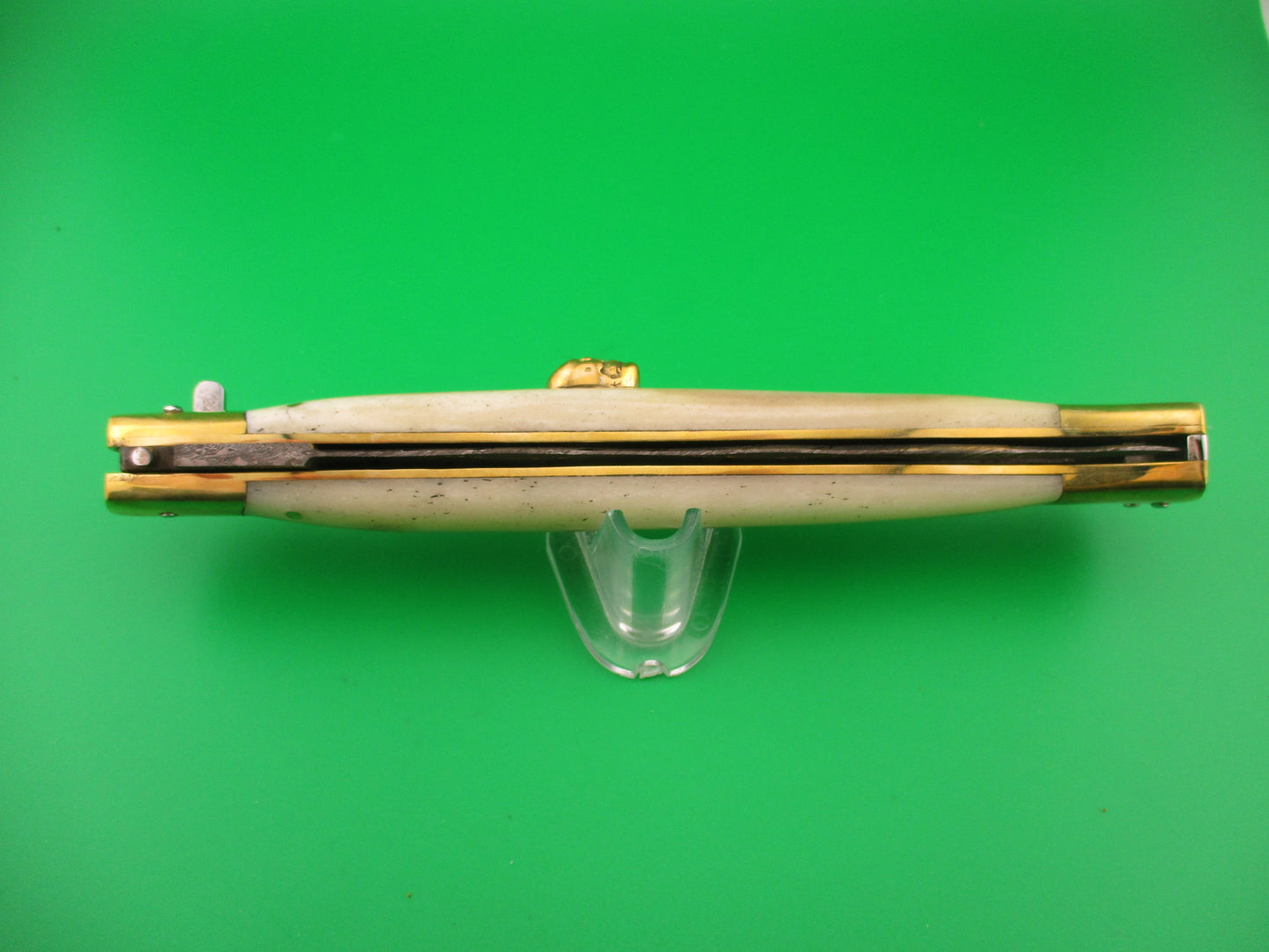 35cm Skull Button Wicked Stiletto Dagger Smooth bone Custom automatic knife