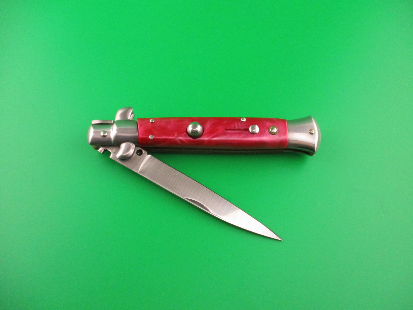 440 STAINLESS ROSTFREI 22cm Italian style Stiletto Red swirl automatic knife