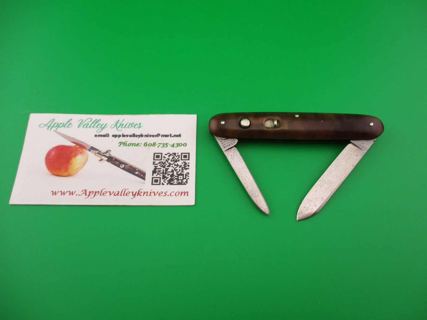 SCHRADE CUT CO Medium Double Caramel swirl celluloid double vintage switchblade