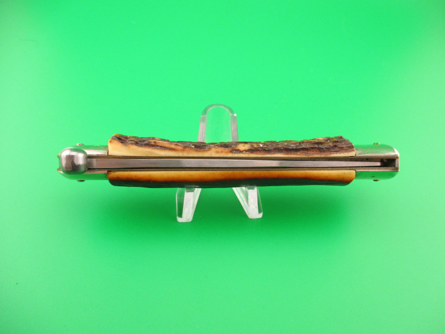 Rostfrei (slant) RAPID 25cm Italian Stag Knob manual Flip Open vintage knife