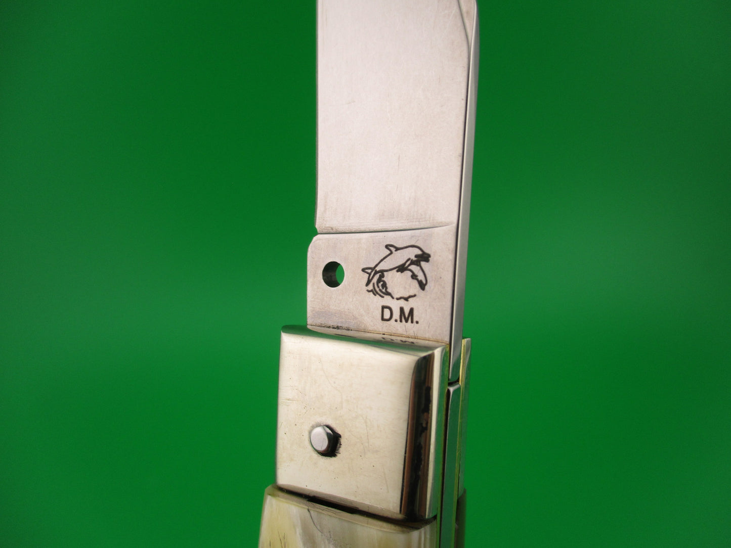 DM Dolphin 20cm Italian Humpback Red Dot Hunter Honey & Cream automatic knife