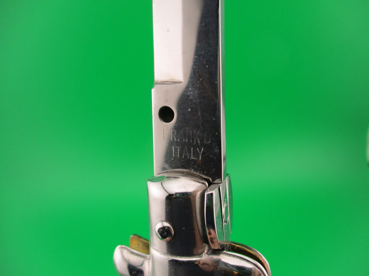 FRANK B 33cm Italian Stiletto Stag swivel bolster automatic knife