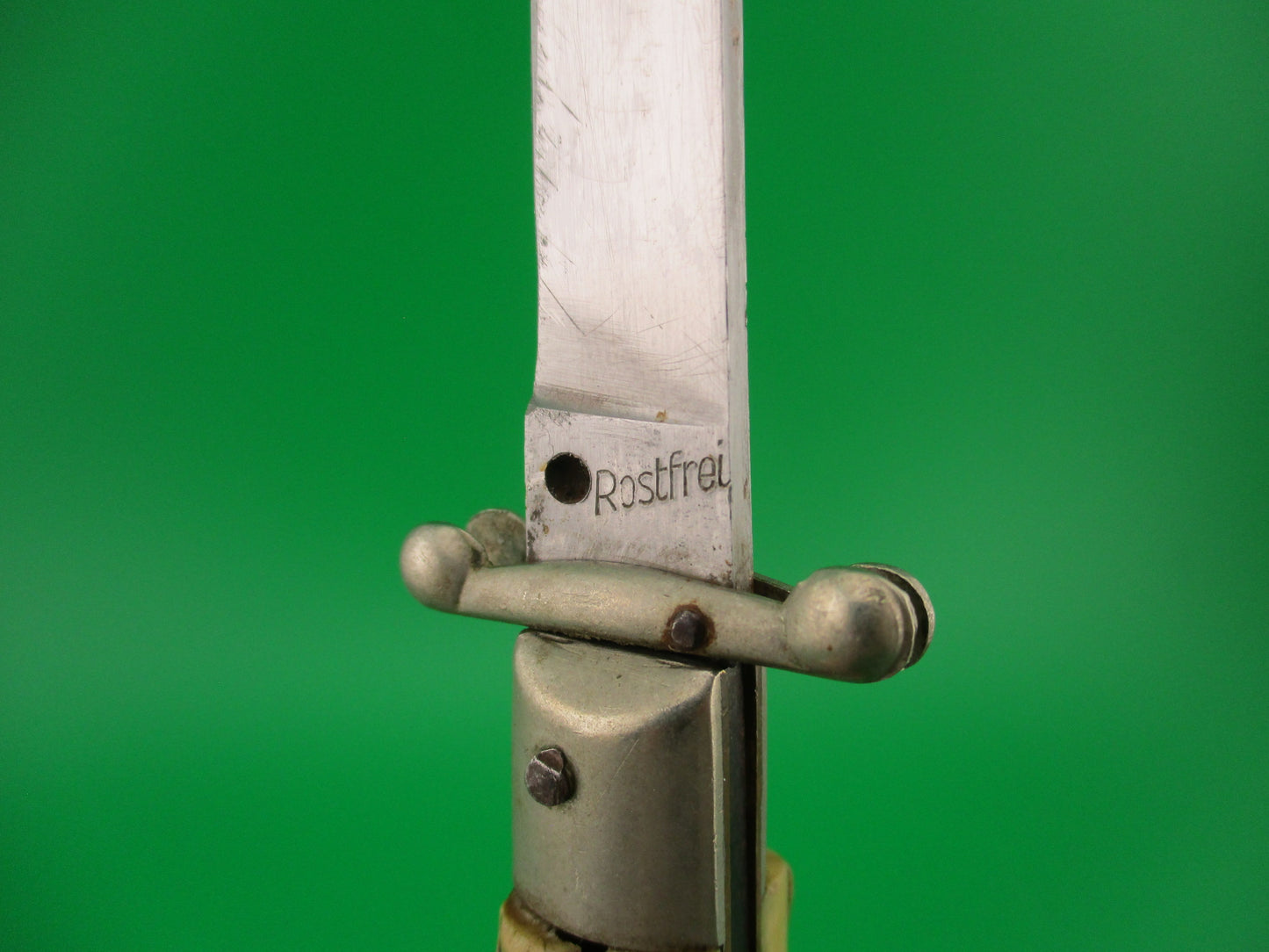 Rostfrei (slant) 20cm Italian Swing guard Stag Lockback Vintage automatic knife