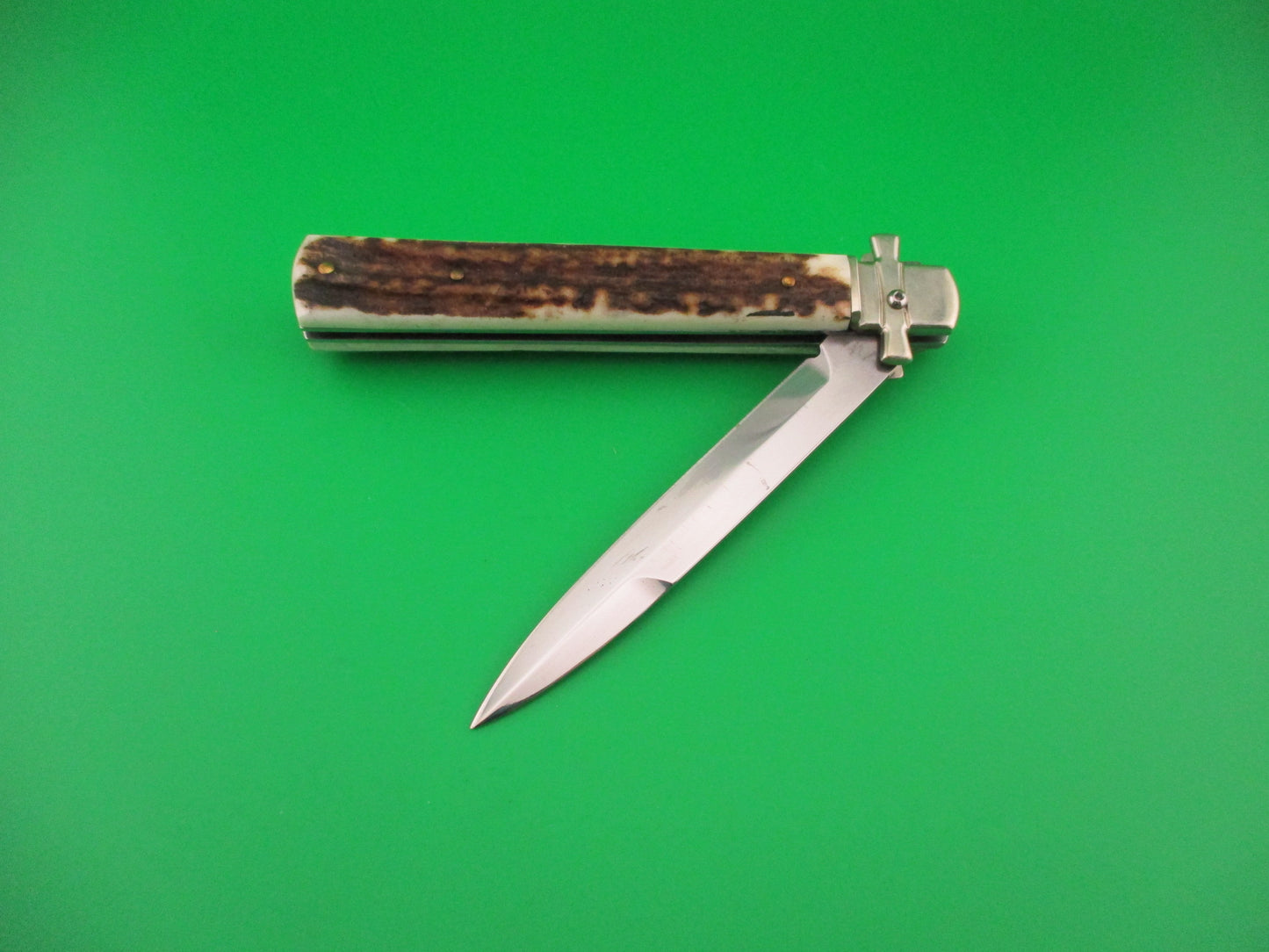 AGA CAMPOLIN Dominus 23cm Stag Lever automatic knife with Skull