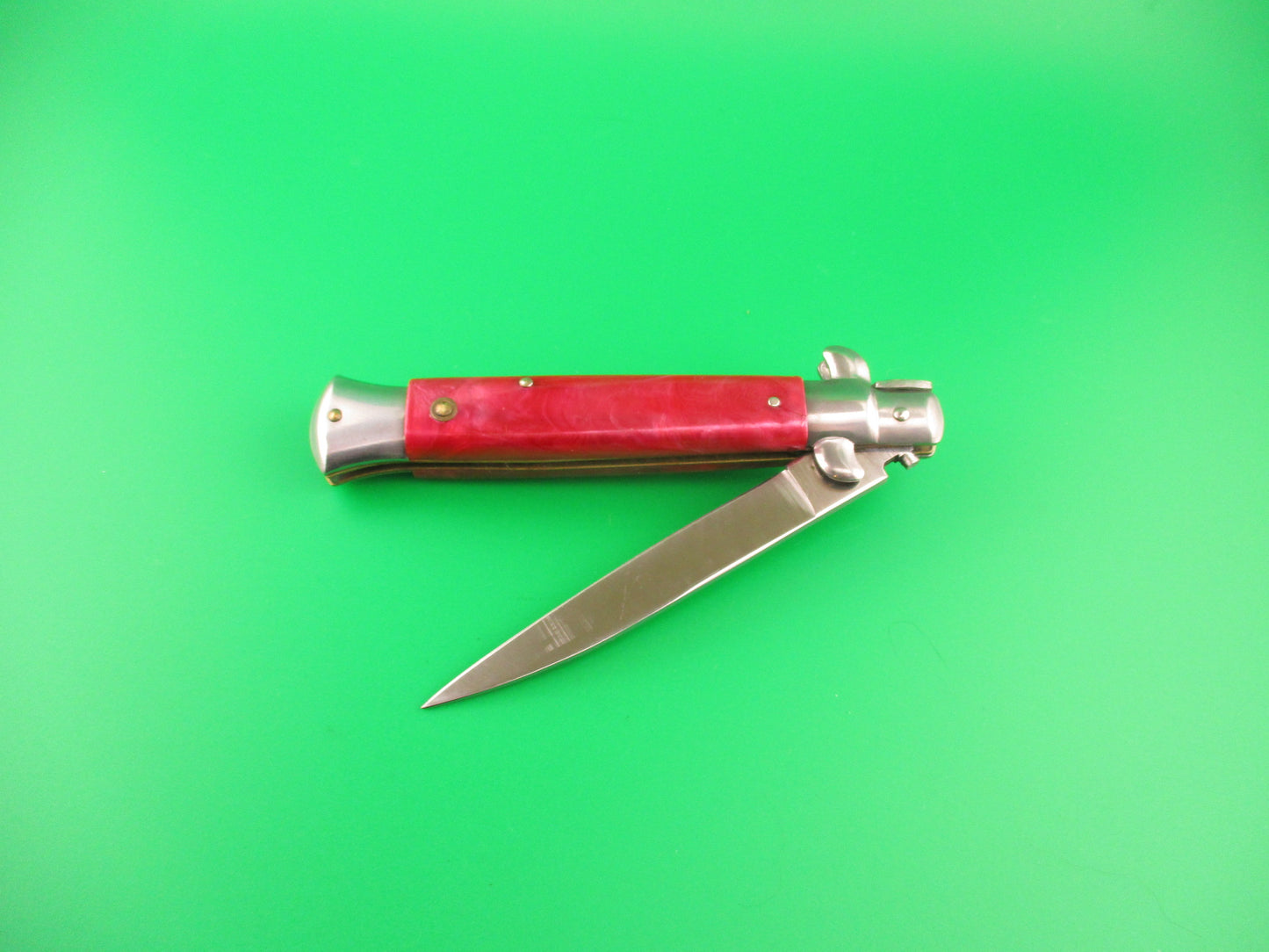 440 STAINLESS ROSTFREI 22cm Italian style Stiletto Red swirl automatic knife