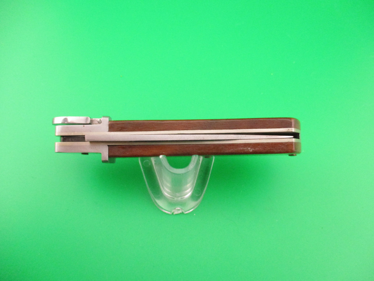 J W Custom 7 inch Lever Release Wood scaled hand made automatic knife