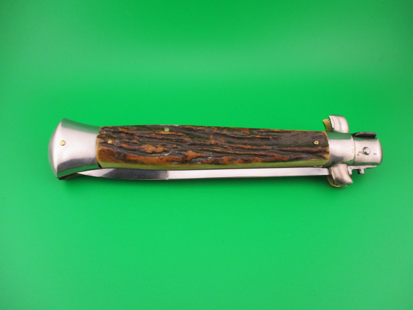 Inox (slant) 38cm Italian Picklock Stag Stiletto Vintage 1960s or 70s automatic knife