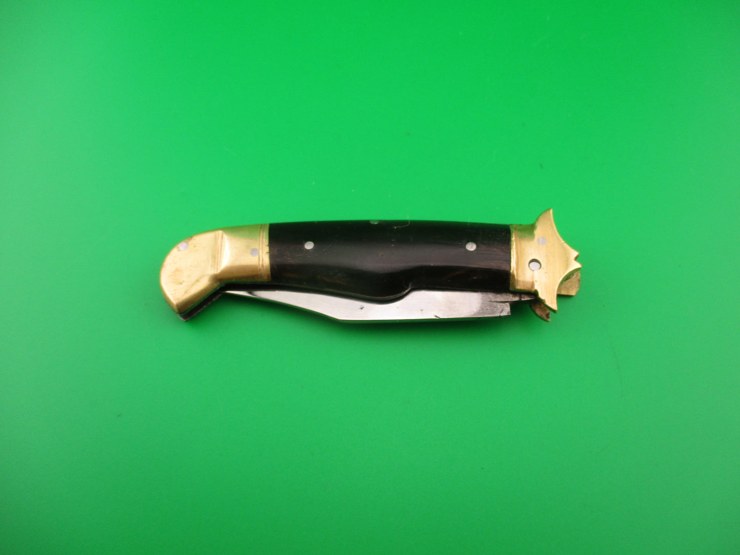 RGN No 24451 18cm Indian Lever knife A Brass Horn Aluminum automatic knife