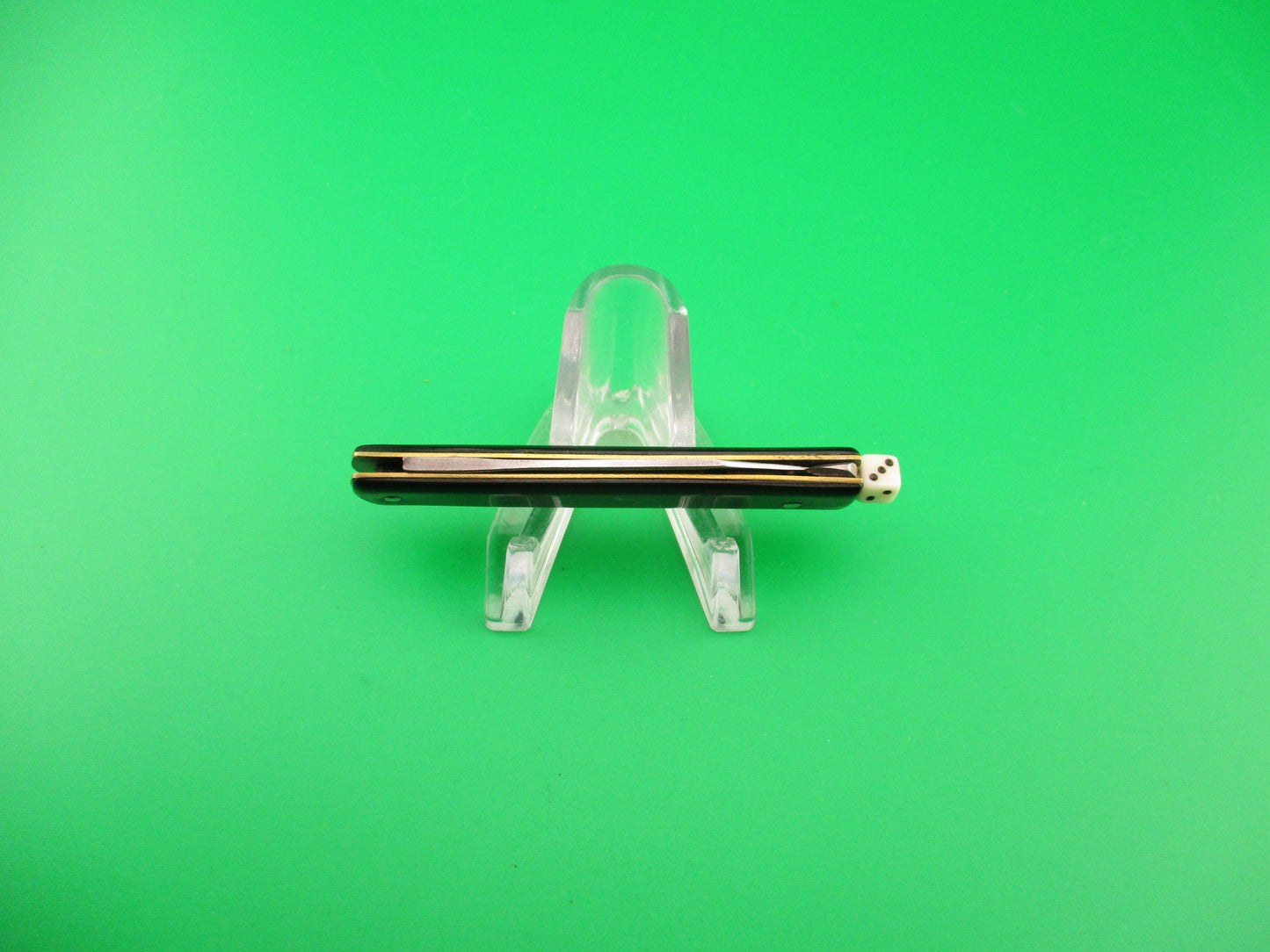 G SCHRADE Pullball Black w white dice pull vintage switchblade knife