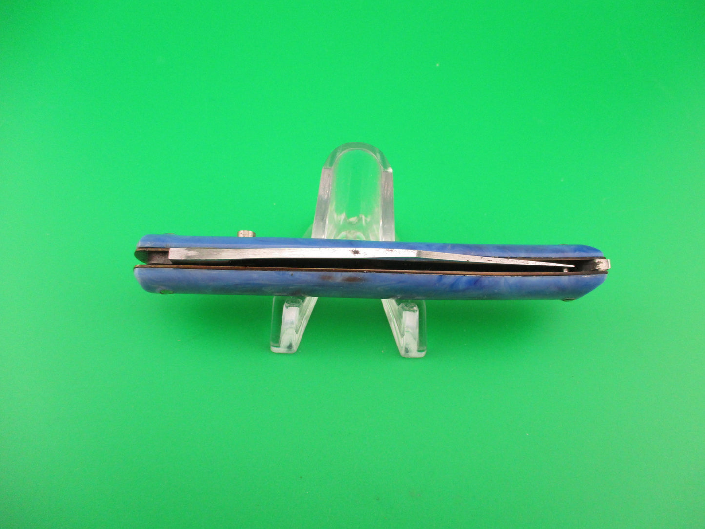 Colonial SHUR SNAP 1st Gen Fishtail Blue swirl 1940s vintage automatic knife