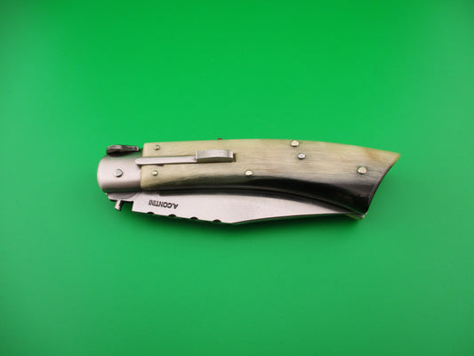 z A. CONTINI 24cm Italian Hand Made Custom Ram's horn automatic knife NIB