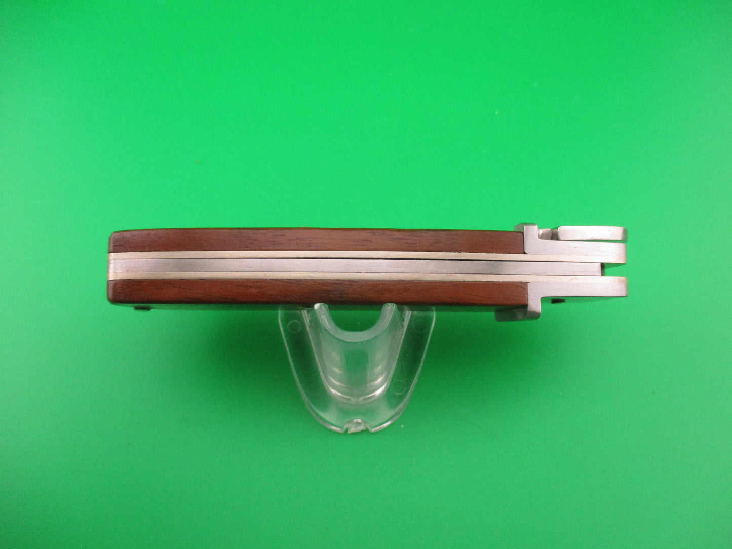 J W Custom 7 inch Lever Release Wood scaled hand made automatic knife