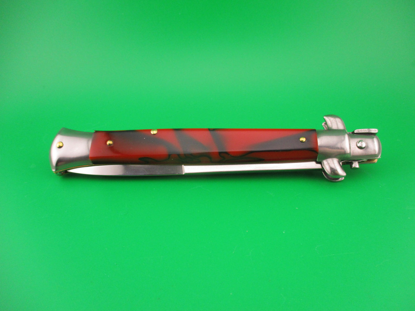 ITALY STAINLESS 28cm Italian Swivel bolster automatic knife Red & Black