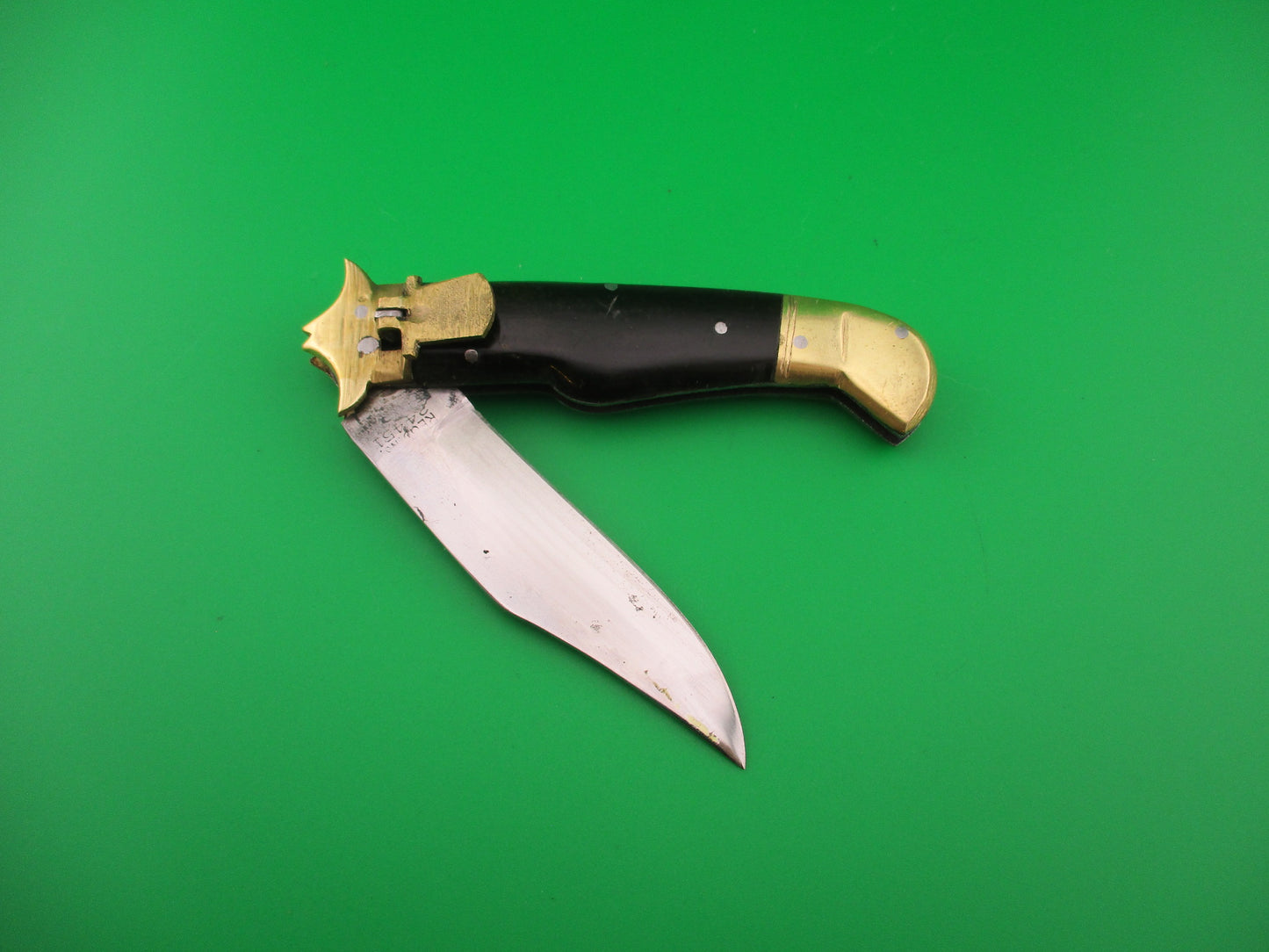 RGN No 24451 18cm Indian Lever knife A Brass Horn Aluminum automatic knife