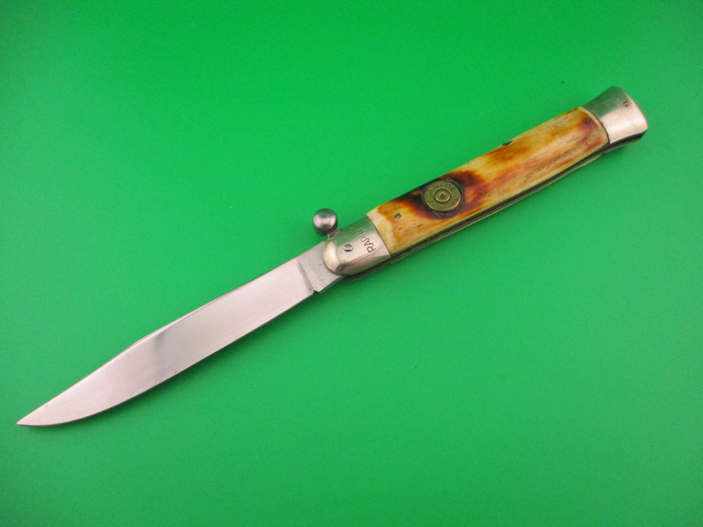 Rostfrei RAPID 25cm Italian Stag Knob manual Flip Open vintage knife 30-30 Win