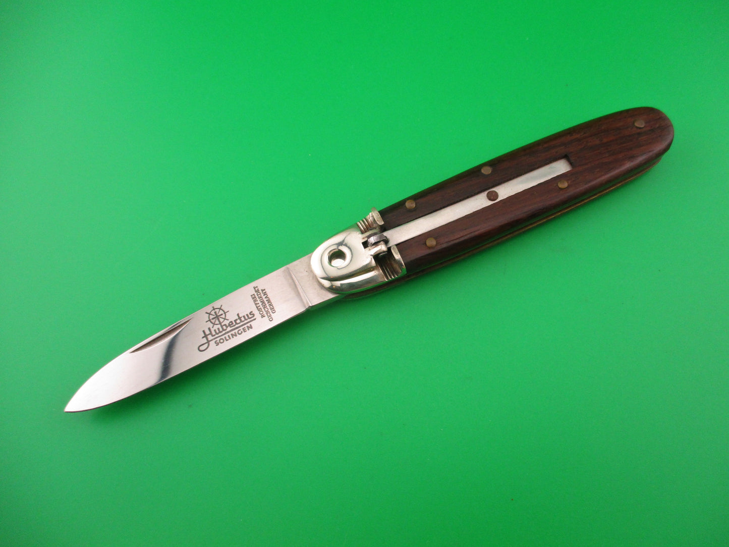 Hubertus Solingen Germany 9cm German Cigar jack lever Wood automatic knife