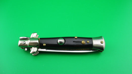 JAGUAR INOX 16cm Italian Stiletto swivel bolster Vintage Black Automatic knife