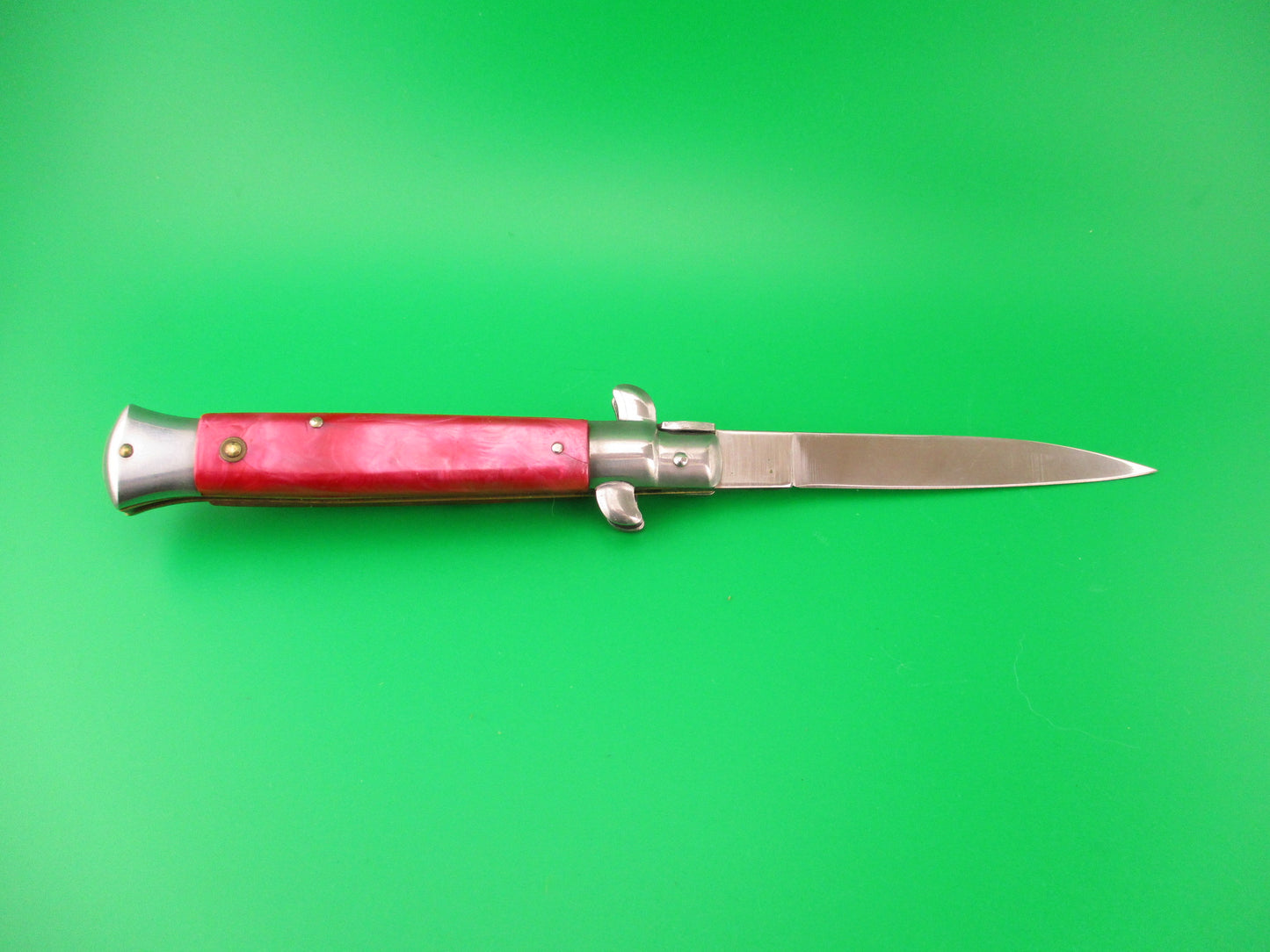 440 STAINLESS ROSTFREI 22cm Italian style Stiletto Red swirl automatic knife