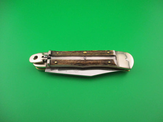 HUBERTUS SOLINGEN 11cm German Lever knife Stag Clip blade automatic knife