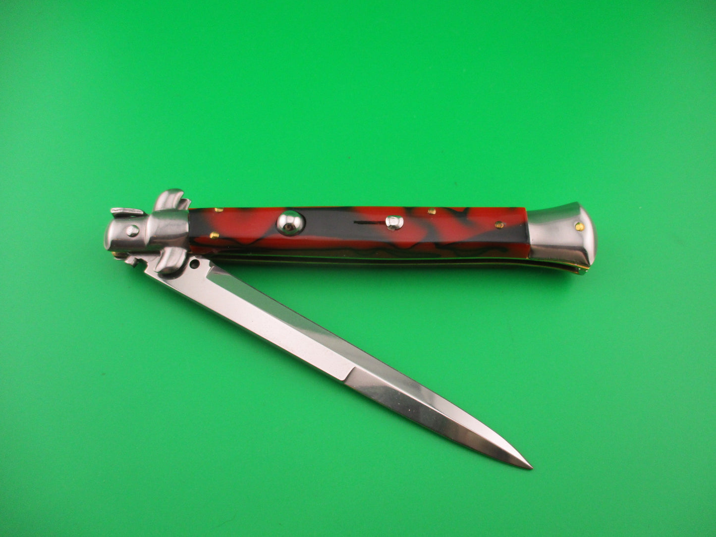 ITALY STAINLESS 28cm Italian Swivel bolster automatic knife Red & Black