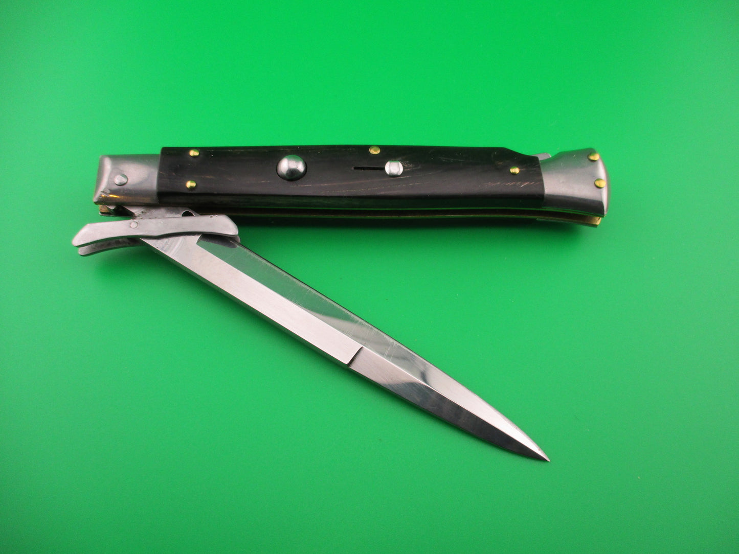 FRANK B ITALY 28cm Italian Swing Guard Dark Horn automatic knife Batwing