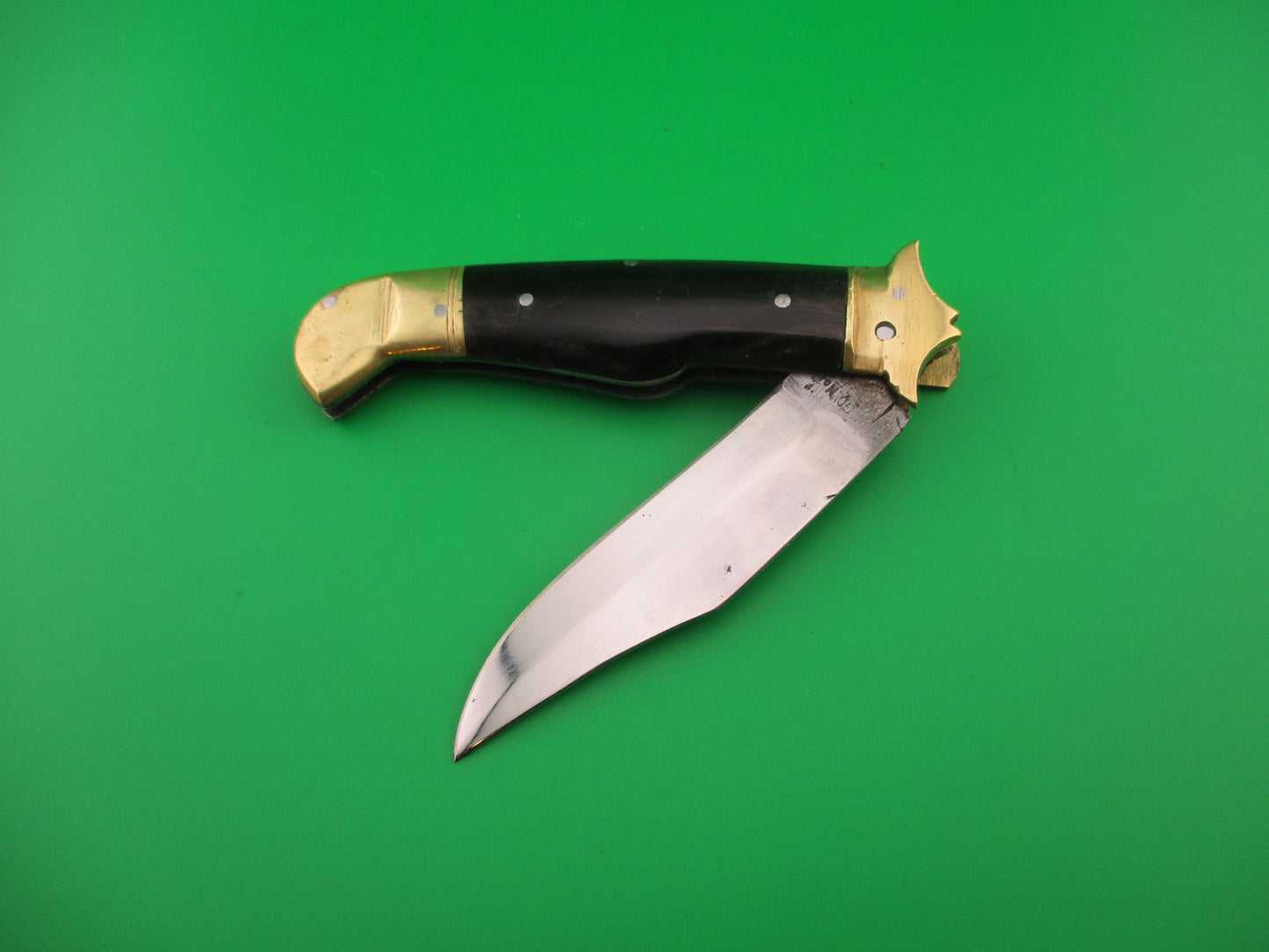 RGN No 24451 18cm Indian Lever knife A Brass Horn Aluminum automatic knife