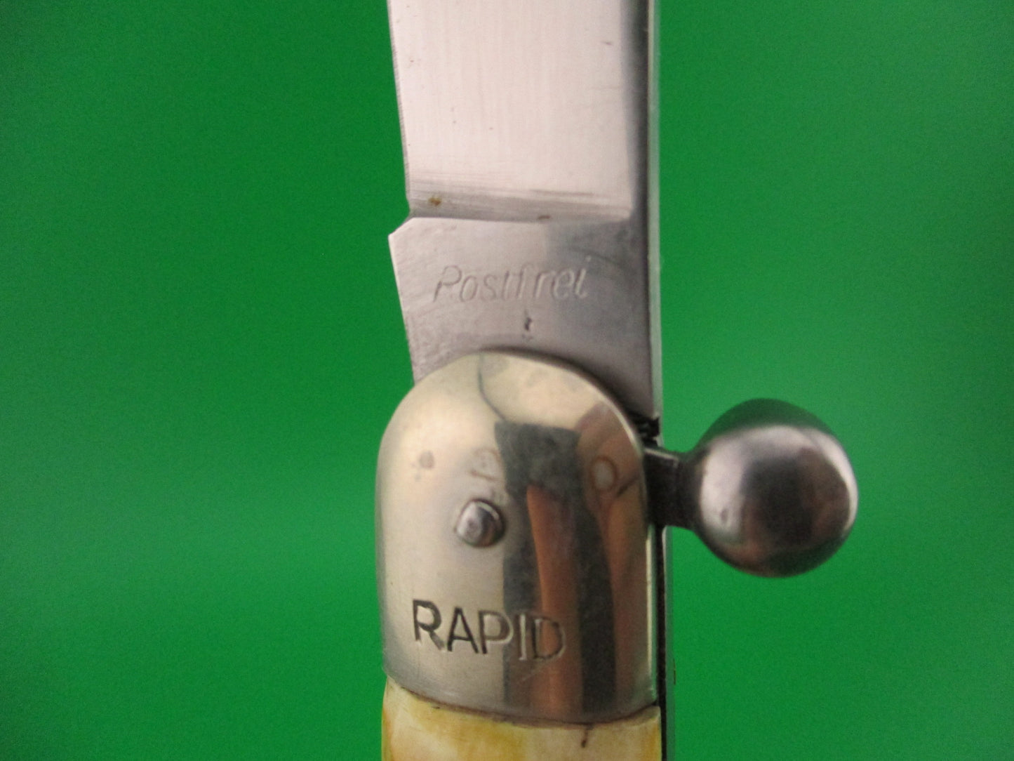 Rostfrei RAPID 25cm Italian Stag Knob manual Flip Open vintage knife 30-30 Win
